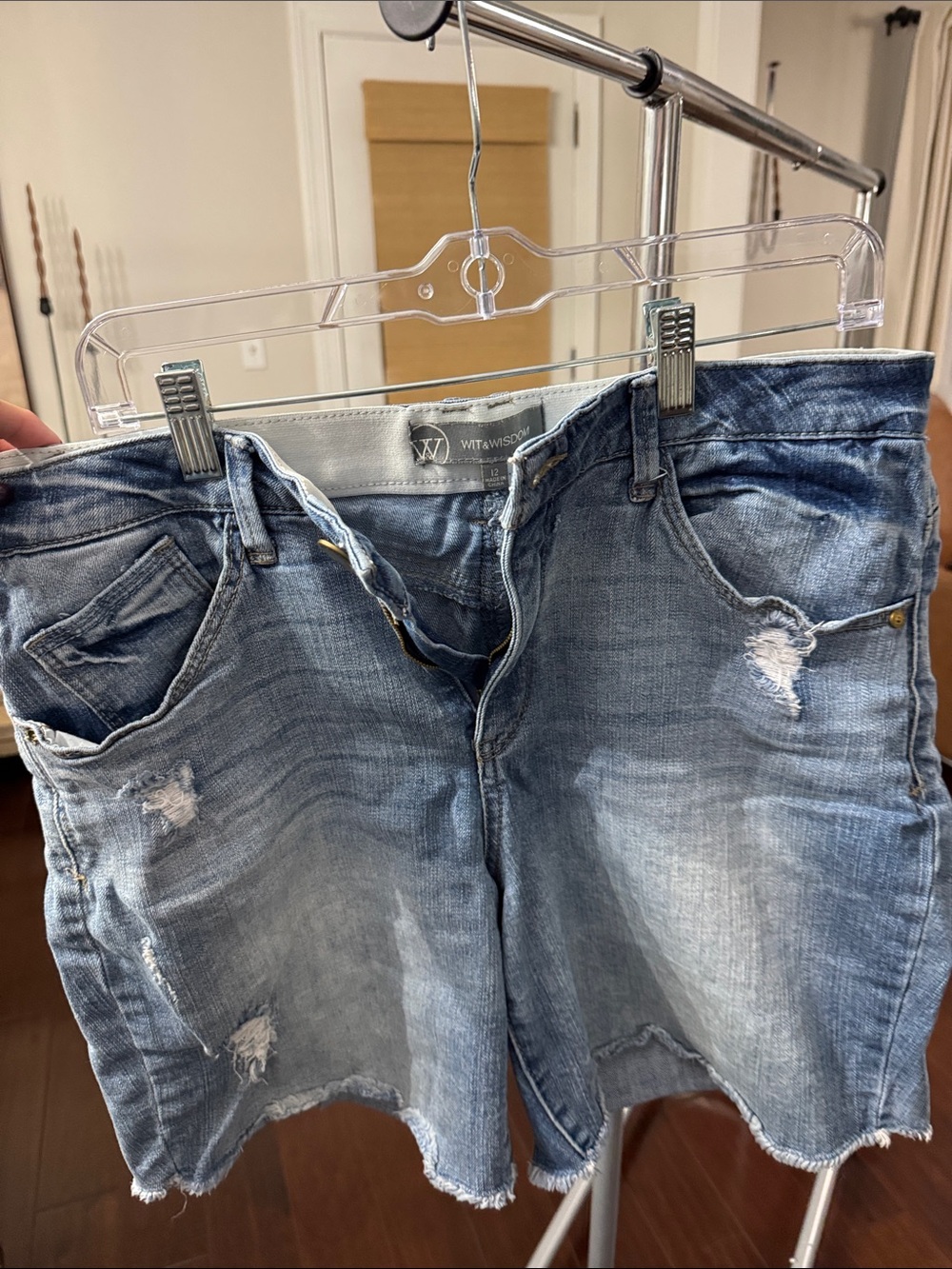 Wit & Wisdom Distressed Medium Blue Denim Cutoff Shorts